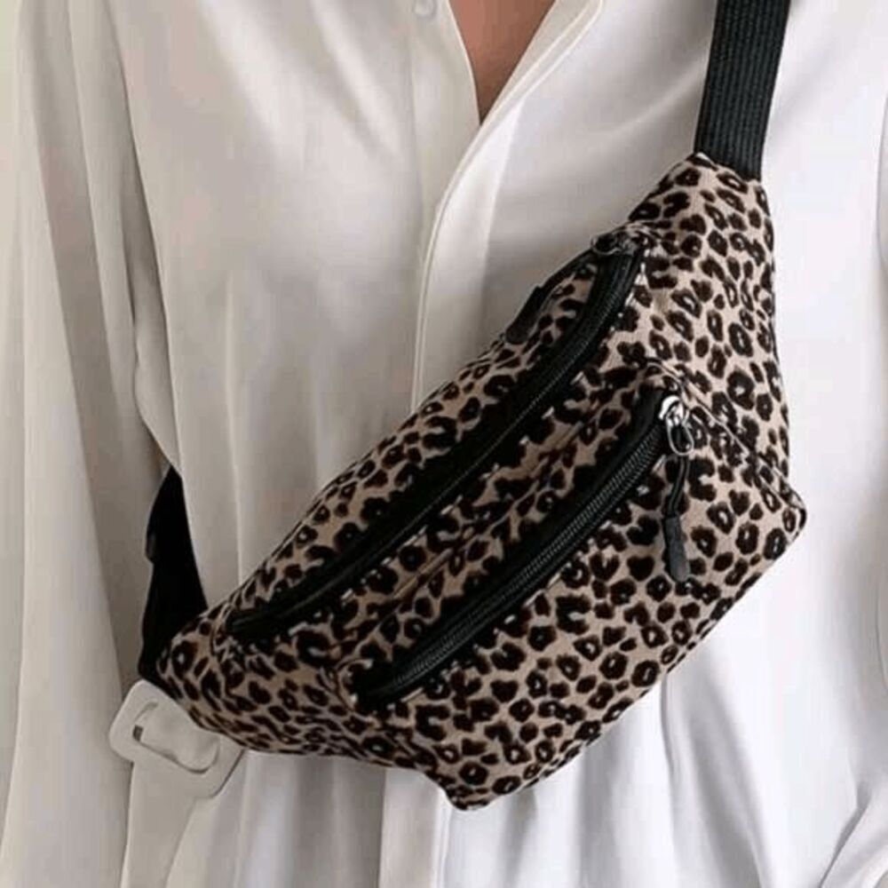 Light Brown Ladies Double Zip Fanny Pack - Picture 5 of 7